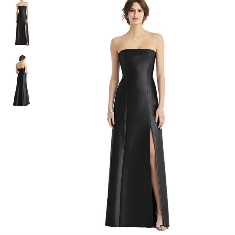 Alfred Sung D764 black strapless dress